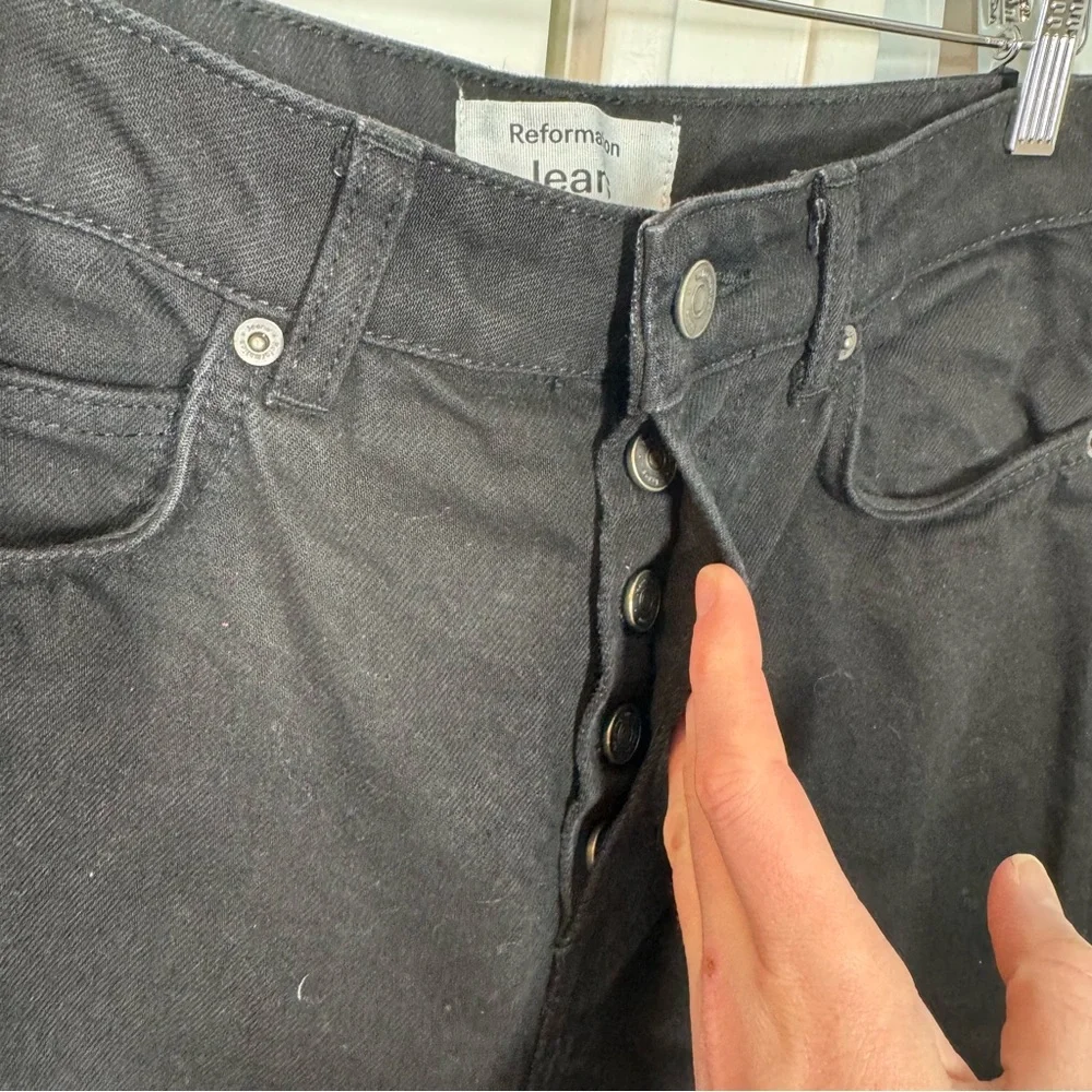 Reformation Cynthia High Rise Straight Jean Seattle Black Size 26 organic cotton